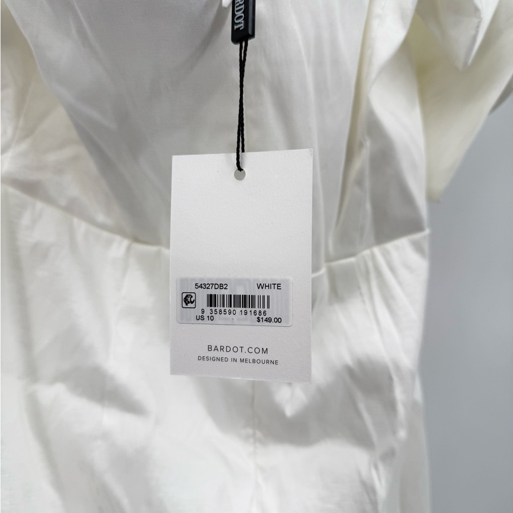 Bardot Mini Bow Dress in Shimmer White Size US M/10 Cocktail Bridal Statement - Picture 13 of 16